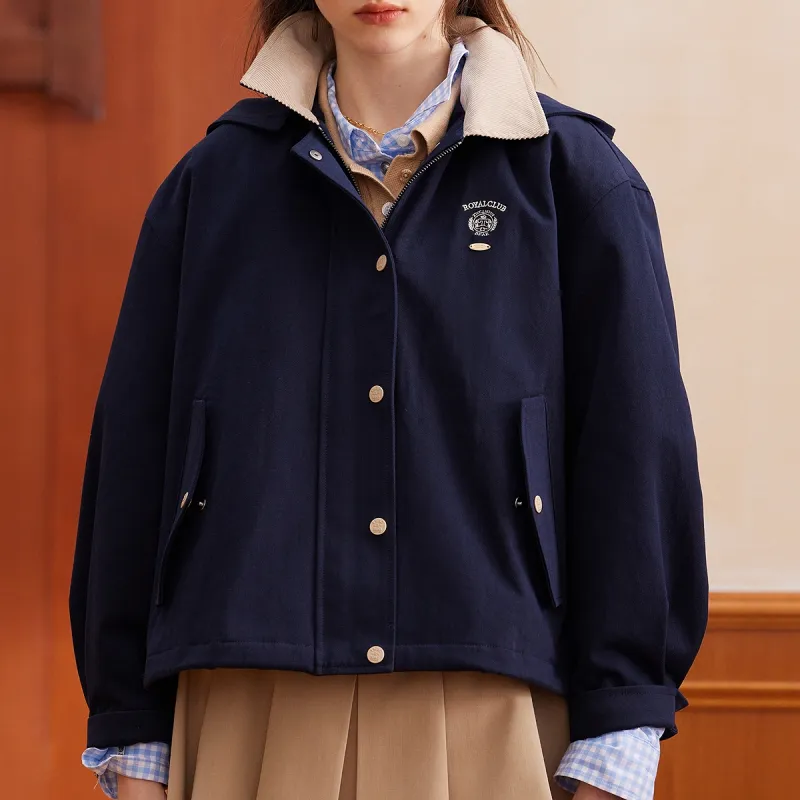 Teenie Weenie Cropped Coat Women's Navy Blue-6