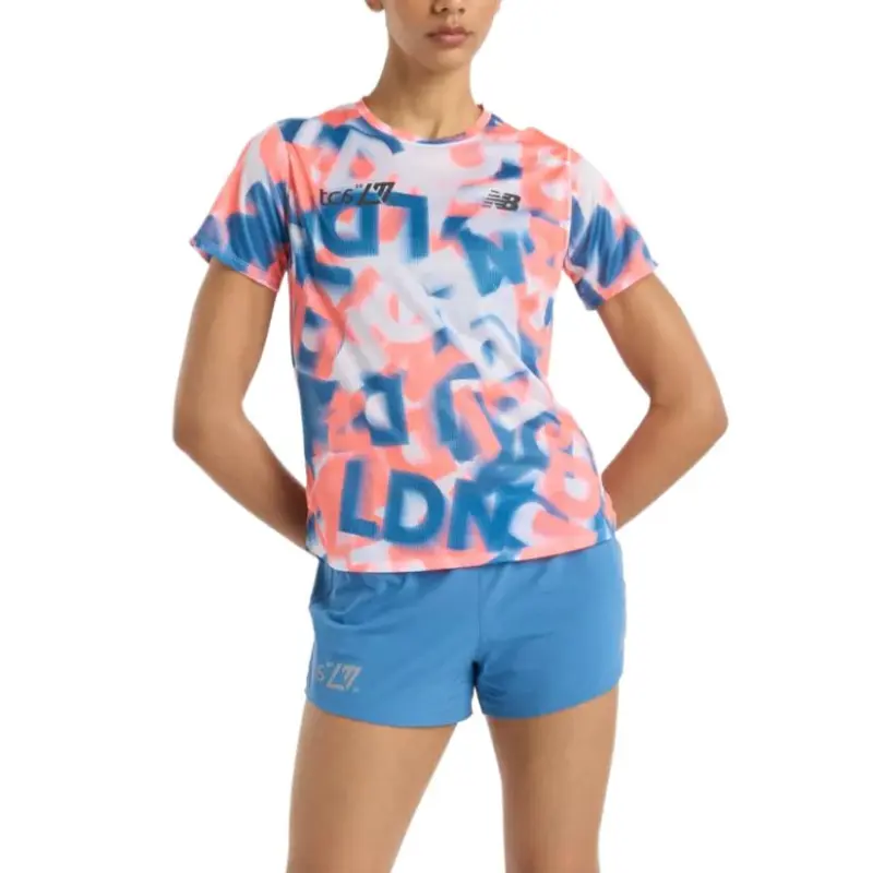 New Balance London Edition Regular T Shirt Women's Orange Blue Multicolor-0