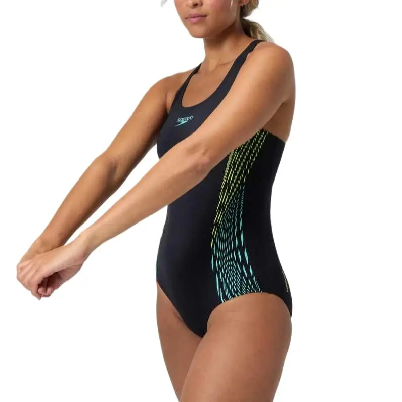 Speedo One piece Swimsuit Women's Black/Yellow-6