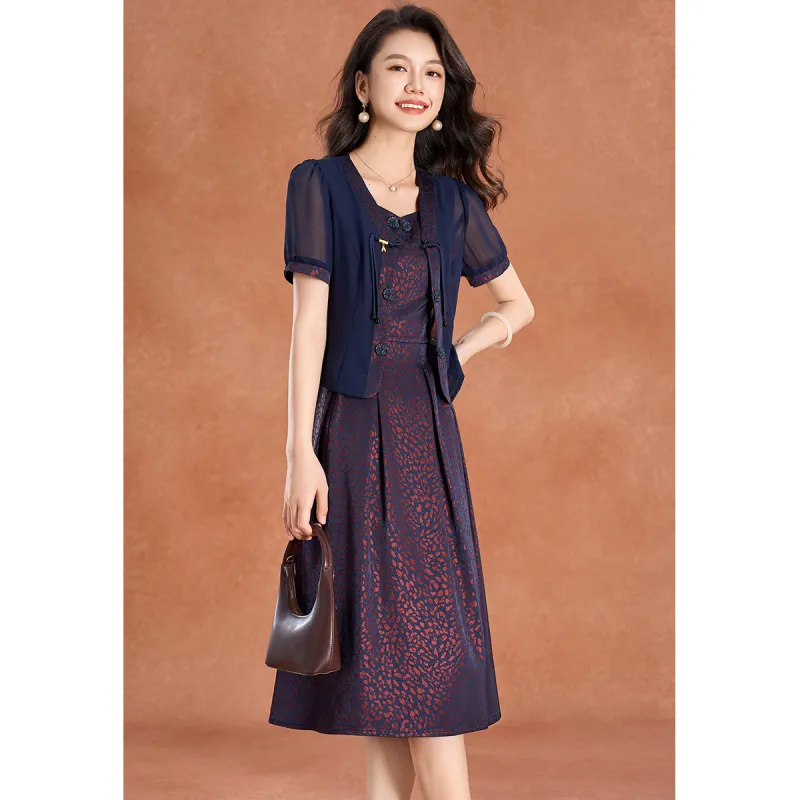 Mylan Two Piece Skirt Sets Women's Navy Blue-3