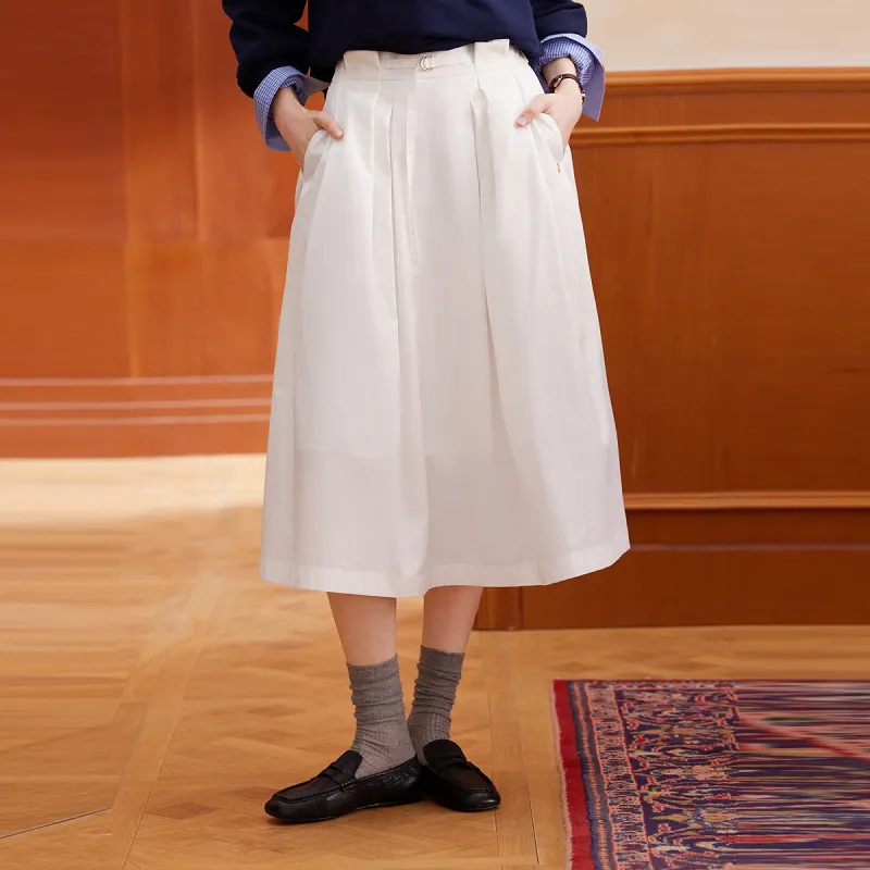Teenie Weenie Casual Long Skirt Women's Ivory White-4