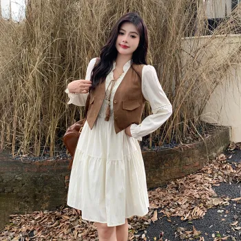 XIANSINIAO Two Piece Skirt Sets Women's Coffee Clothing Sets