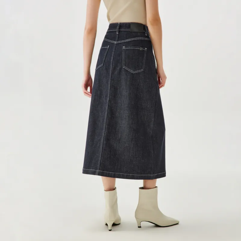 HLA Denim Long Skirt Women's Transition Denim Blue-3