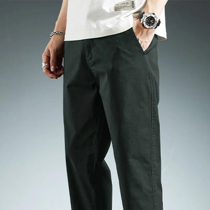 Tonlion Casual Pants Men Gray Green-2