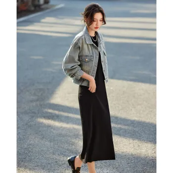 TERRE BLEUE Spring, Fall Denim Jacket Loose Fit Women's
