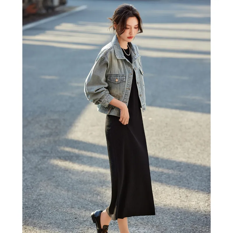 TERRE BLEUE Spring, Fall Denim Jacket Loose Fit Women's-0