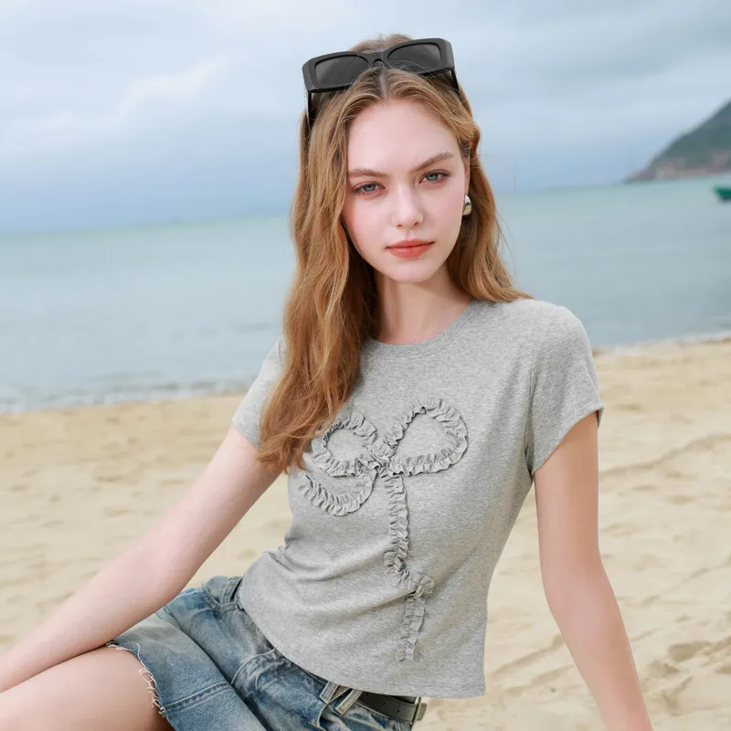 3COLOUR T Shirts Women's Heather Gray-4