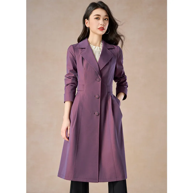 Mylan Spring Fall Trench Coat Loose Fit Women's Purple-1