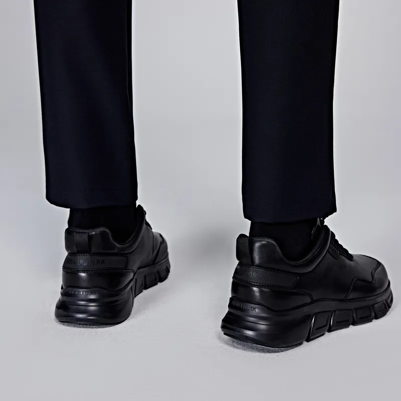 Biyin Leufen Non slip Lightweight Low Top Casual Shoes Men's Black-4