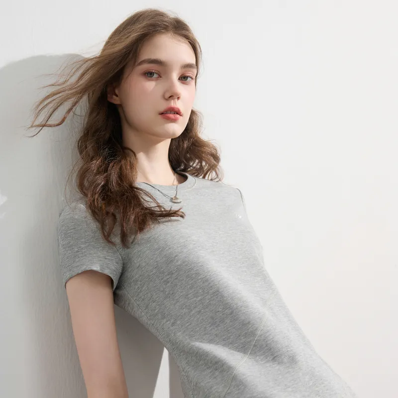 3COLOUR Short Sleeved Dress Women's Stone Gray-4