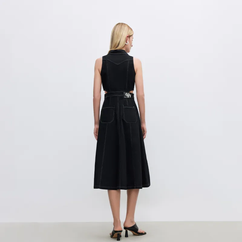 ONLY Sleeveless Dress Women's Black Denim-4