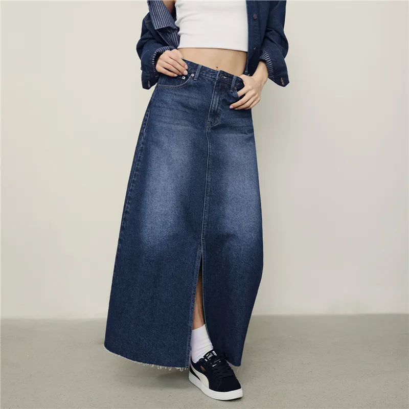 UNIQLO Denim Long Skirt Women's-13