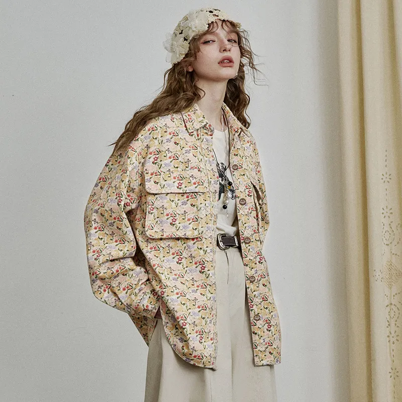 ELF SACK Jackets & Coats Women's Floral Apricot-5