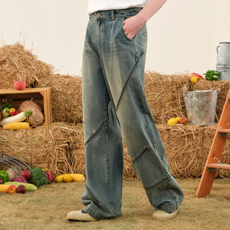 Bosieagender Jeans Unisex Vintage Blue-1