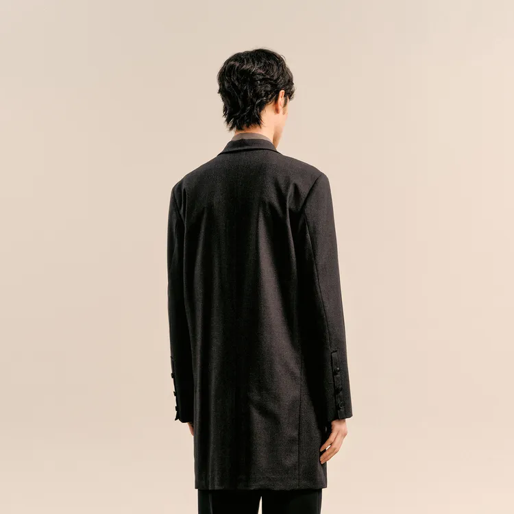 CROQUIS Trench Coat Men Dark Mixed Gray-2