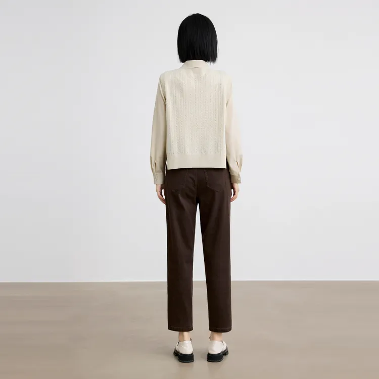 SHUIYUNJIAN Jeans Women's Dark Coffee-4