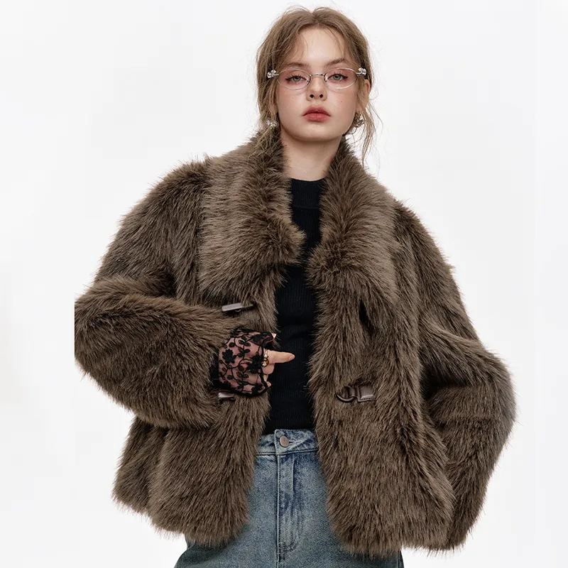 ELF SACK Cropped Coat Women's Warm Brown-5