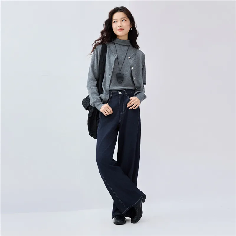 UNIQLO Casual Pants Women's Dark Blue Denim-6