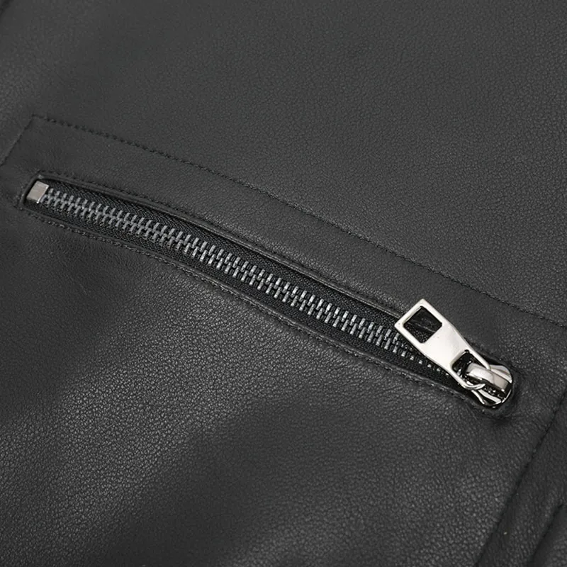 DAVID NAMAN Leather Jacket Men's Black-4