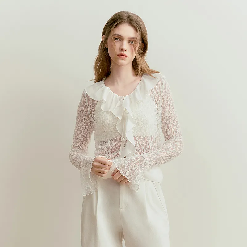 LEDIN Chiffon Shirt Women's Bright White-4