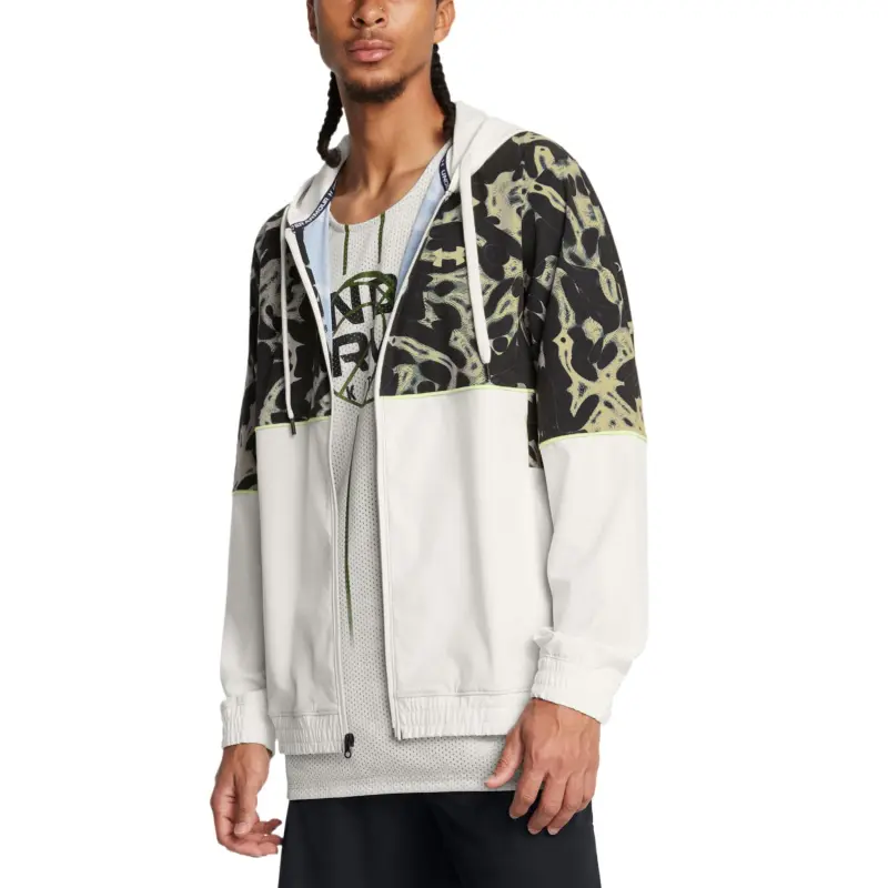 Under Armour Baseline Jacket Men's White Vintage Green Print-2
