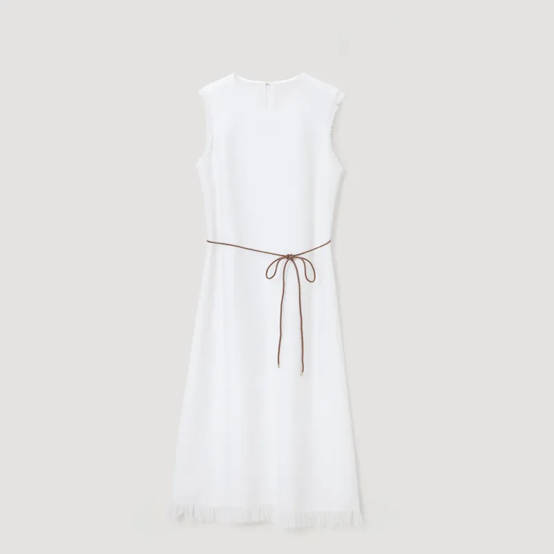 OVV Sleeveless Dresses Women's Raw White Solid Color A1-3