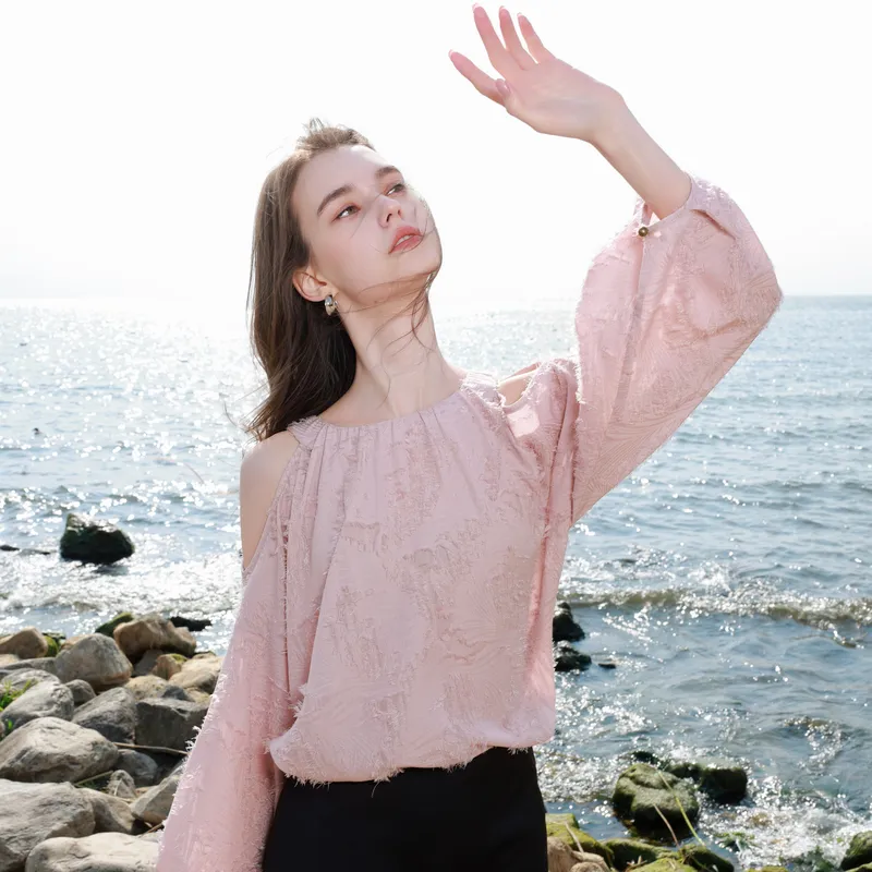 3COLOUR Chiffon Shirt Women's Smoke Pink-3