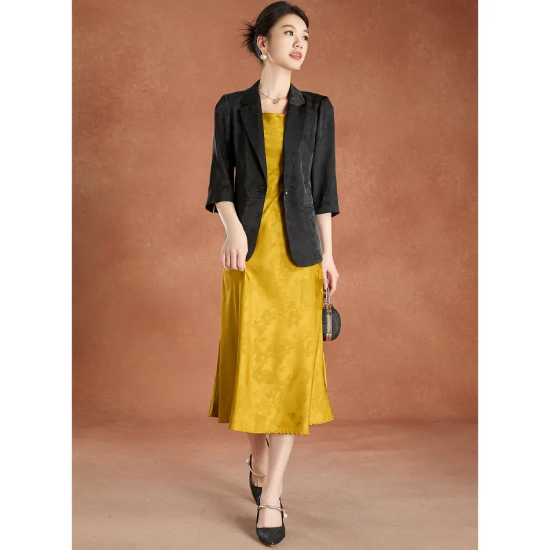 Mylan Business Suit Cinched Waist Women's Black-4