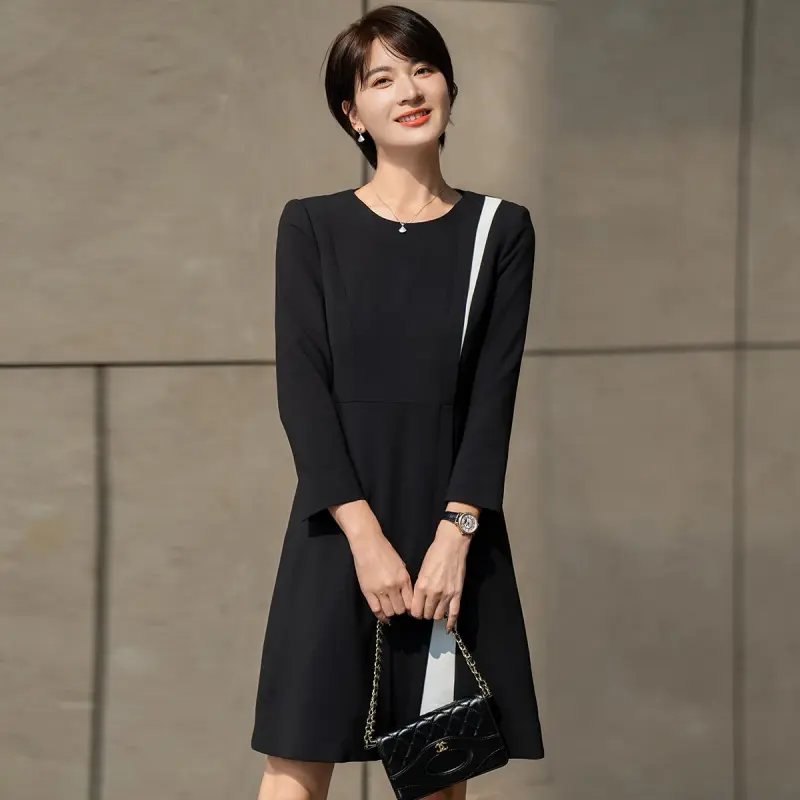 ONE SHALLOW Long Sleeved Dresses Women's Black-1