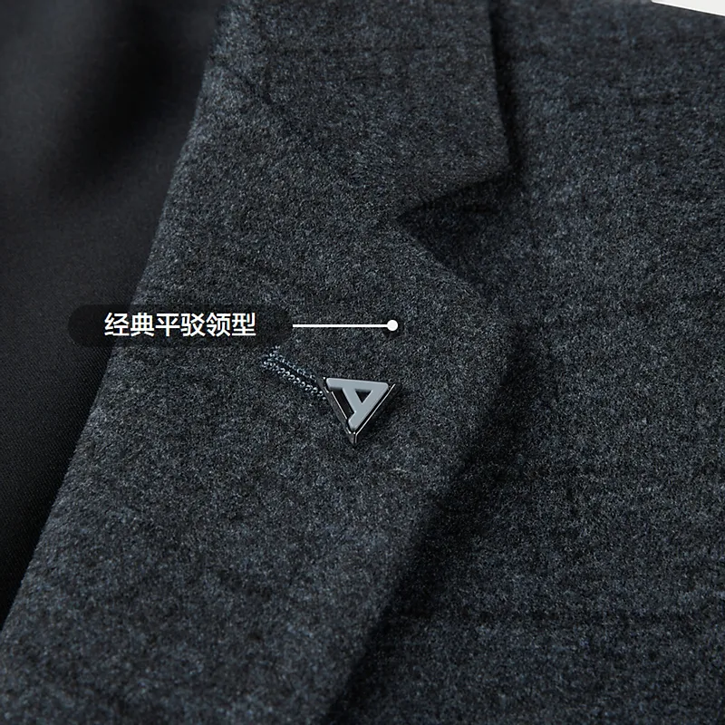 HLA Business Suits Men Blue Gray Plaid B5-2
