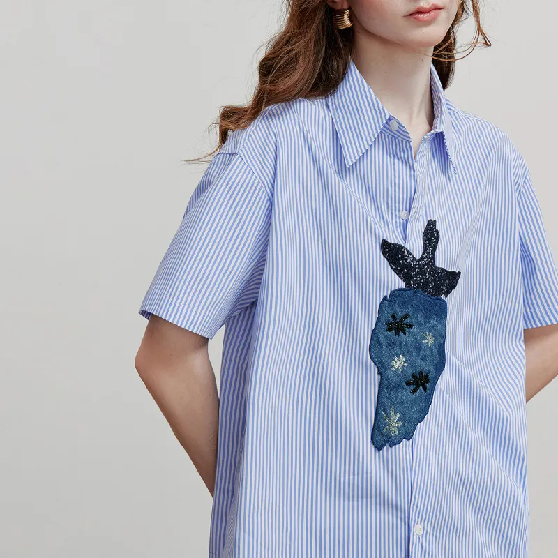 Initial language Shirts Women's Light Blue-4