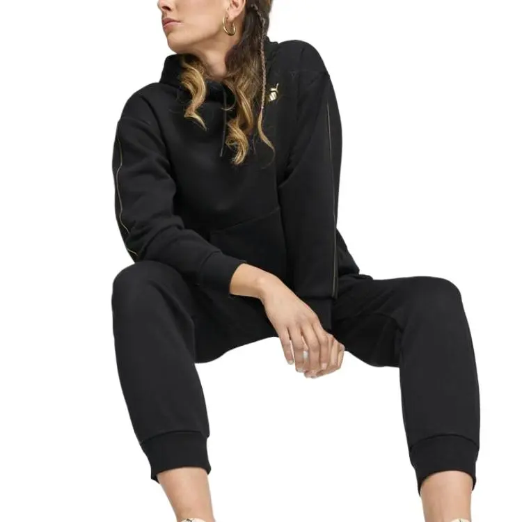 PUMA Essentials+MINIMAL GOLD TAPE Knitted Sweatpants Women's Black-4