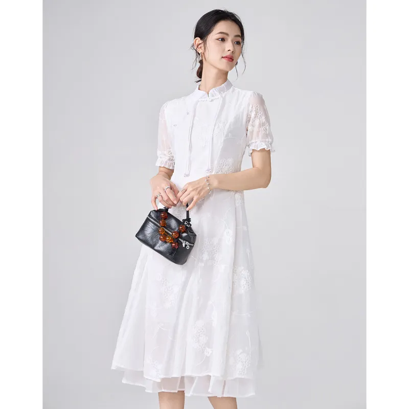Love Elaine Short Sleeved Dress Women's White-4
