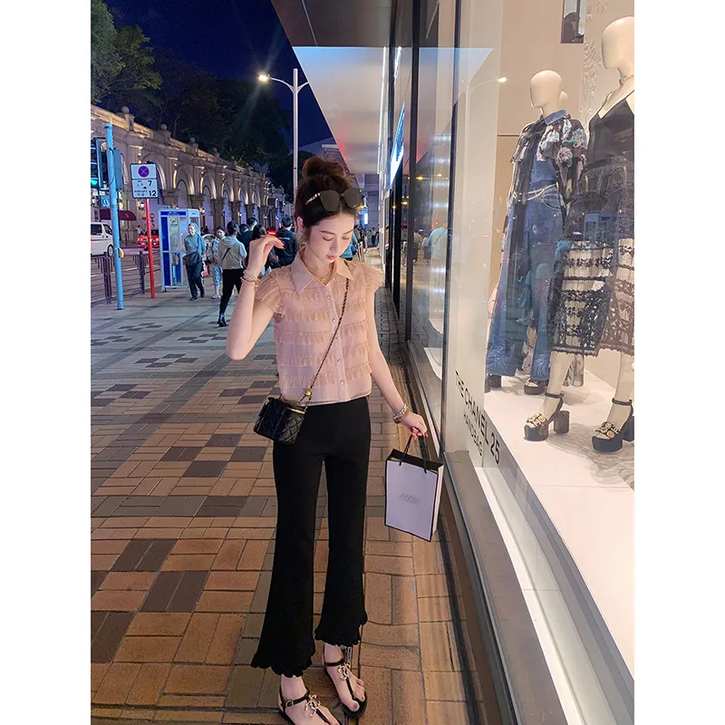 Fish Rabbits Chiffon Shirt Women's-5