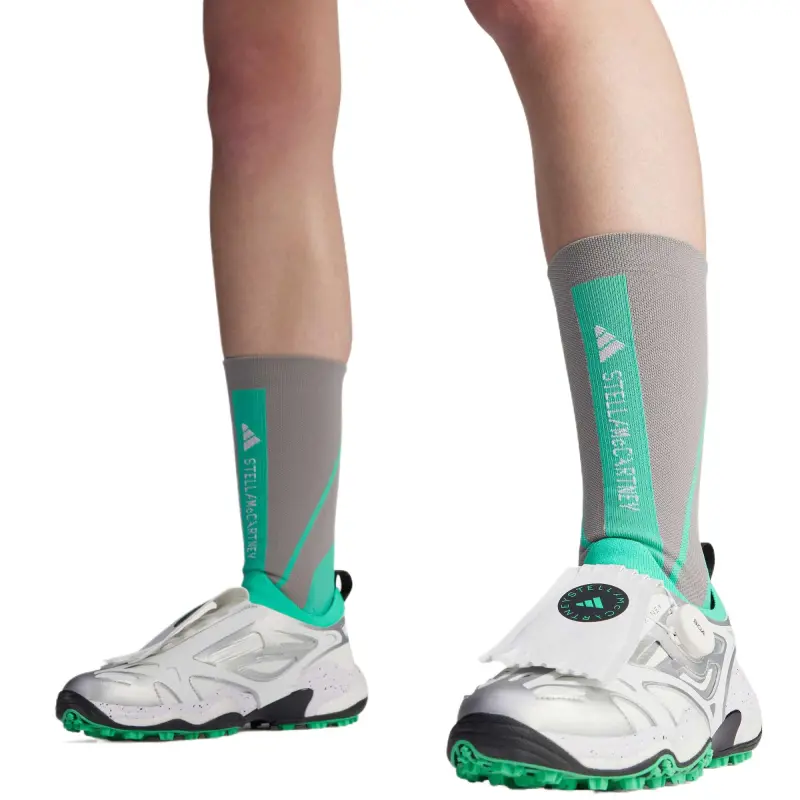 Adidas AEROREADYStella McCartney CREW SOCKS Mid Calf Socks Unisex 1 Pack Dove Gray With Bright Green-1