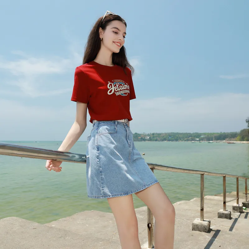 3COLOUR Casual Short Skirts Women's Lake Blue-6