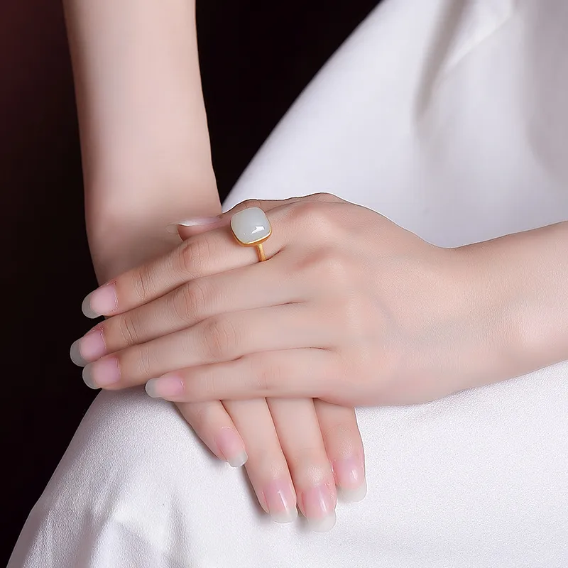 Royal Heaven's Choice Rings Pale Greenish White Jade Unisex-4