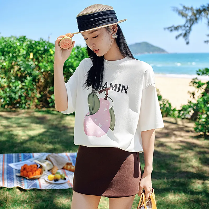 JZ. ANNAKRO Drop Shoulder Sleeve T Shirt Women's Ecru-2