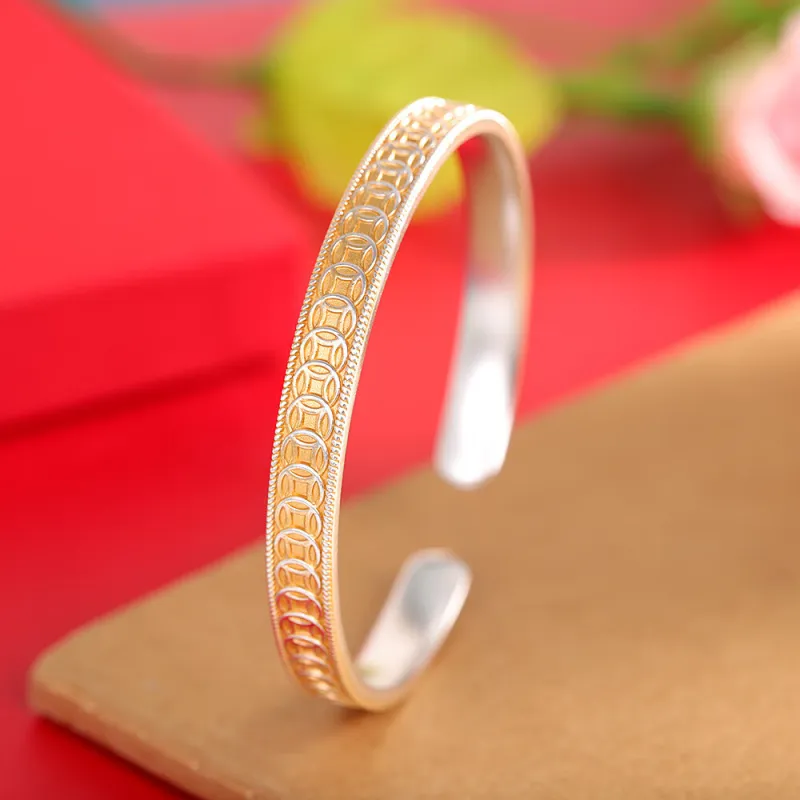 LIUXIN 999 Fine Silver Bangles Women's-2