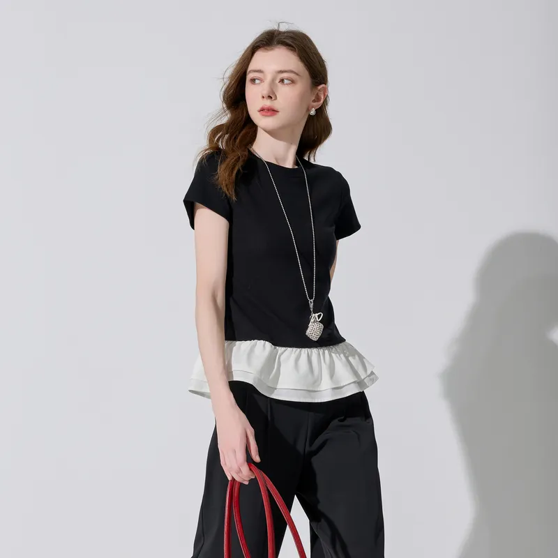 3COLOUR T Shirts Women's Black/White-2