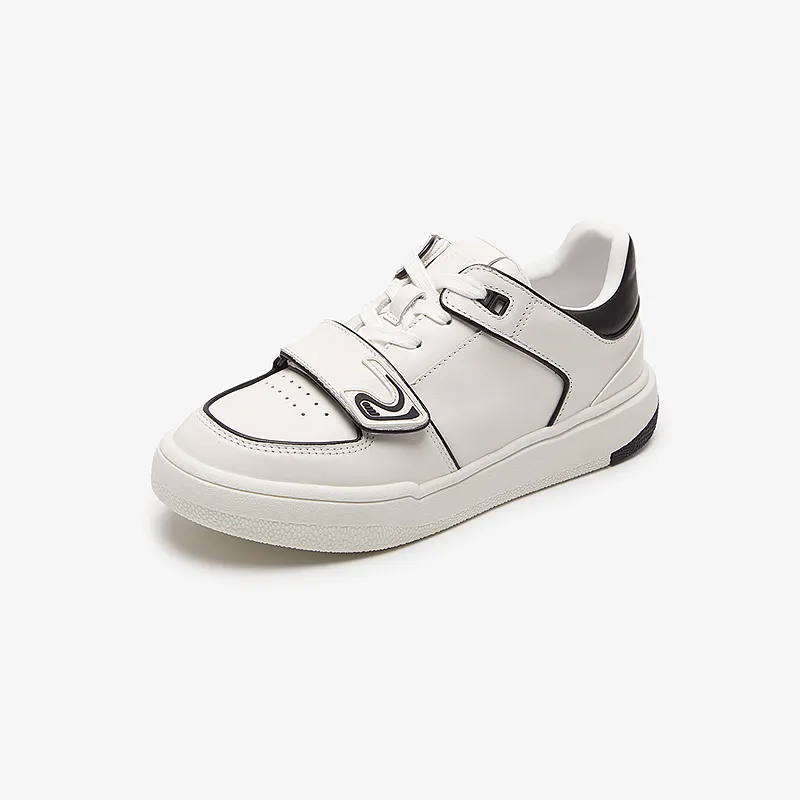 Le Saunda Lightweight Wear resistant And Non slip Low Top Skateboard Shoes Women's Ecru+Black-2