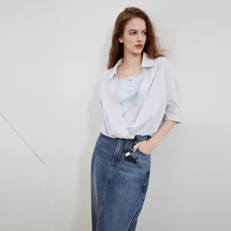 ELLE Fun Series Shirts Women's Blue-3