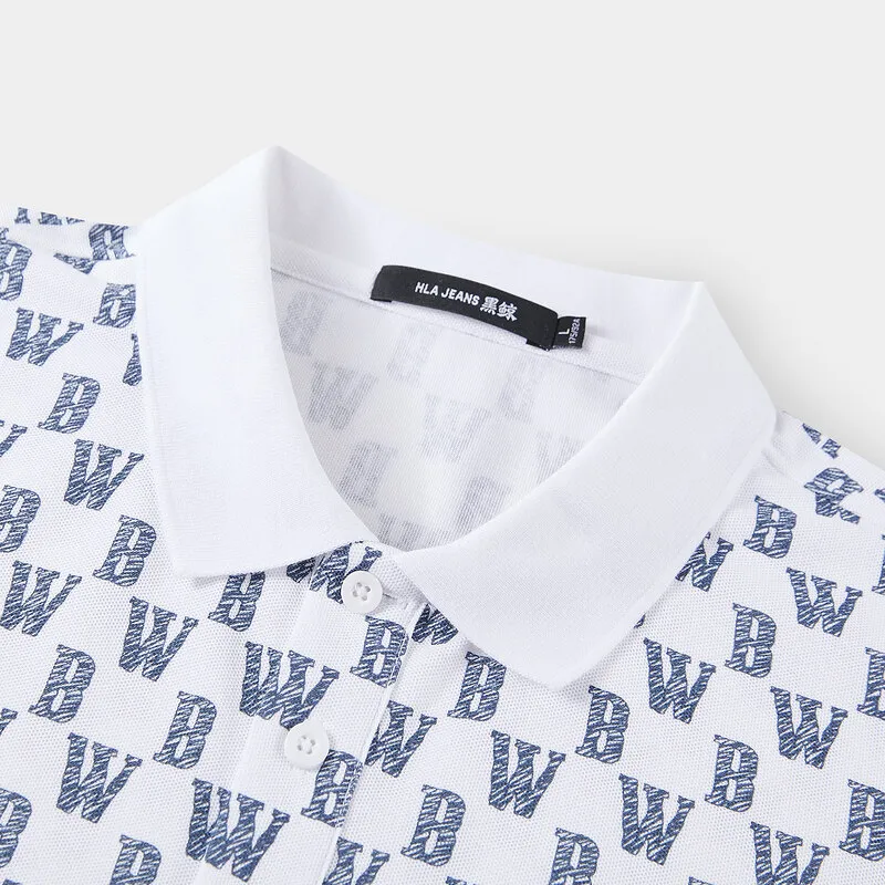 HLA JEANS Polo Shirt Men's Ecru Pattern 01-5