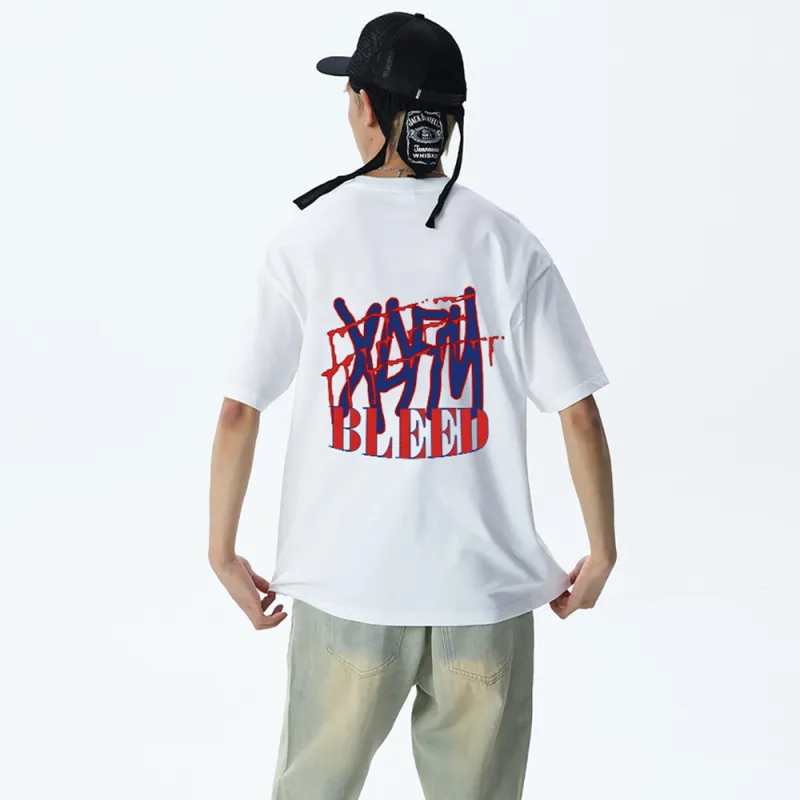 XDFM American Letter Bleeding Creative T Shirt Loose Fit Unisex-3