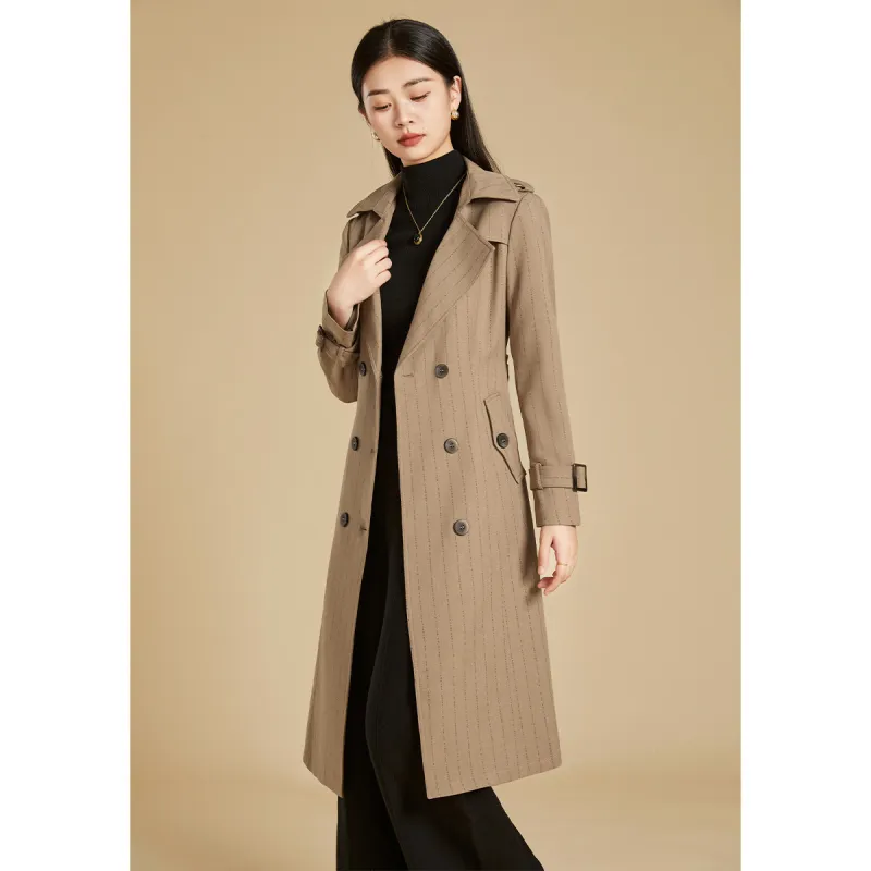 Mylan Spring, Fall Trench Coat Slim Fit Women's Khaki Collection Brand, Stay Updated With Activity Alerts-3