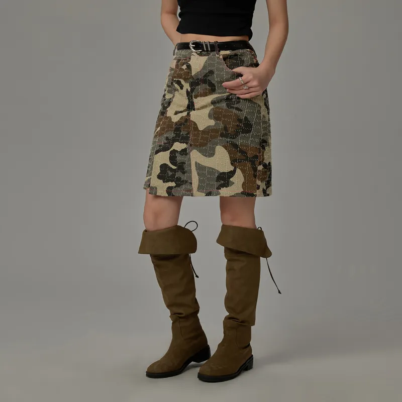 CHUU Casual Short Skirts Women's Green Camouflage-2