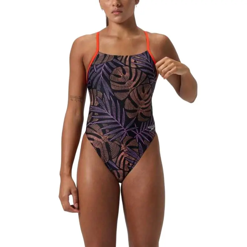 Speedo One piece Swimsuit Women's Black Red-3