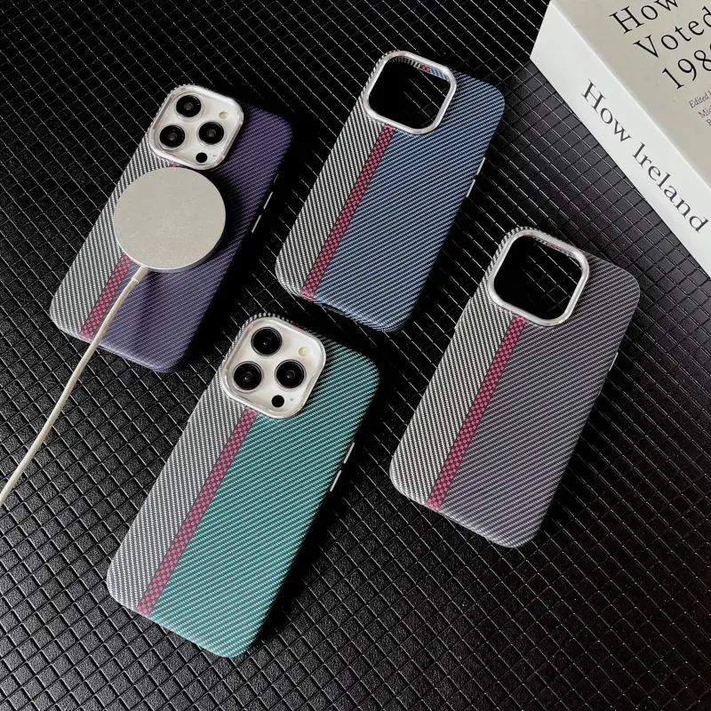 Record Star PC Material Magnetic Kevlar Texture Phone Cases Compatibility IPhone15pro Girlish Business Formal Style-2