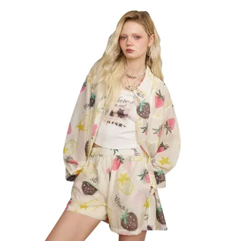 ELF SACK Casual Suit Women's Graffiti Holiday Yellow