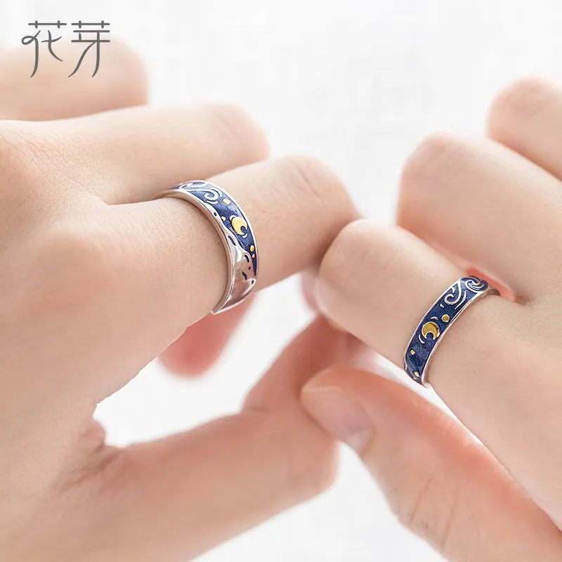 HUAYA S925 Silver Rings Unisex Blue-5